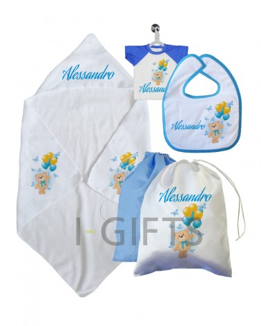 Kit accessori bebè per stampa sublimatica. Colore Azzurro