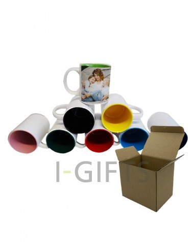 Tazza in ceramica lucida bianca con interno colorato per stampa sublimatica